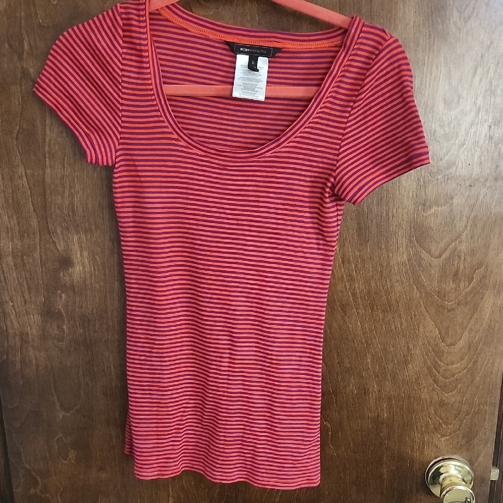 BCBGMAXAZRIA Fitted Striped Tee